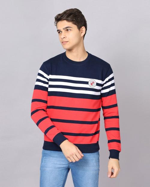 Striped Slim Fit Crew-Neck Sweatshirt