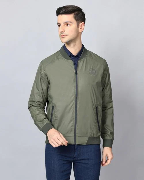 Zip-Front Slim Fit Bomber Jacket