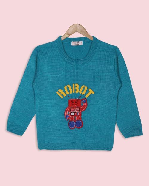 Round-Neck Sweater with Embroidery