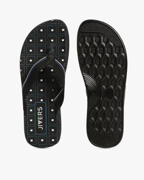 Checked Thong-Strap Flip-Flops