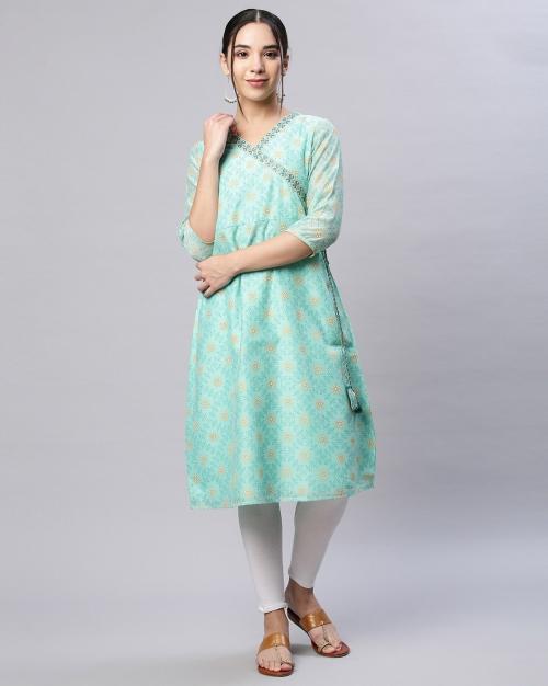 Printed Angrakha Kurta