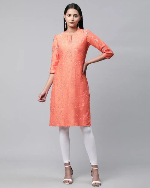 Floral Embroidered Straight Kurta