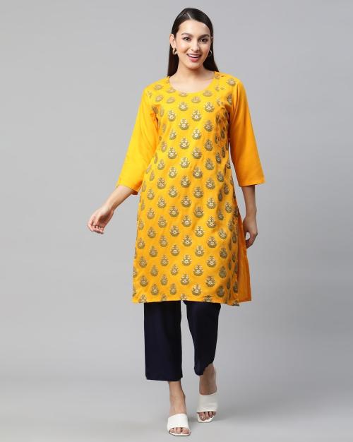 Floral Print Straight Kurta Set