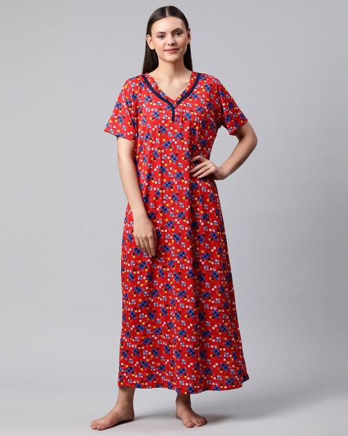 Printed Nightie with Insert Pockets