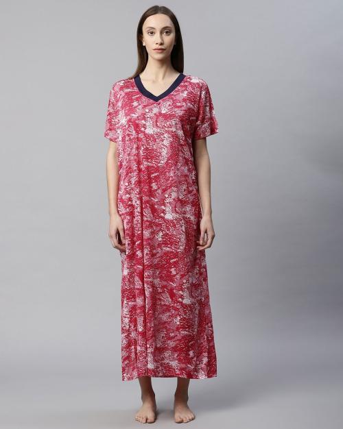 Printed V-Neck Nightie