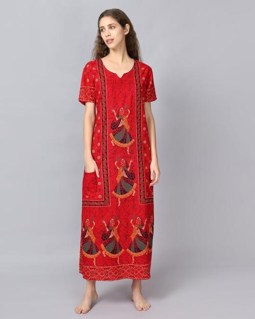 Indian Print Nightie with Pocket