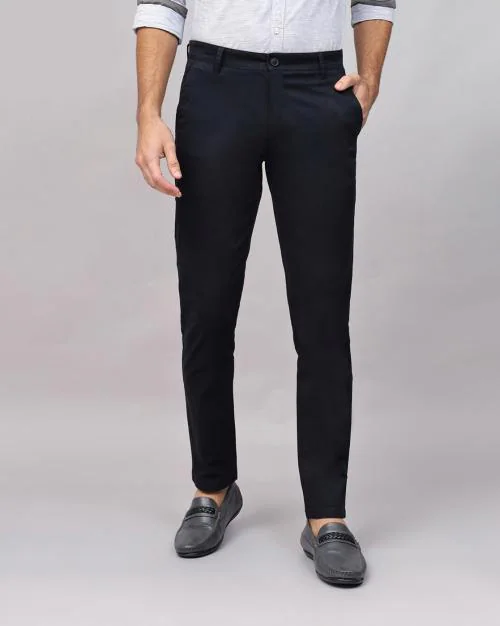 Buy Slim Tapered Fit FlatFront Trousers Online at Best Prices in India