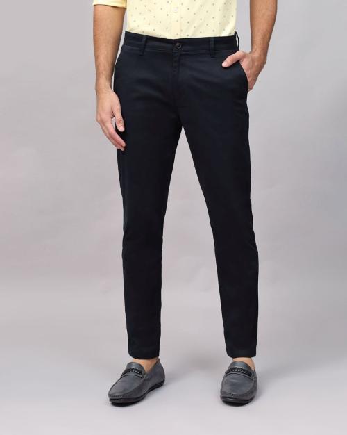 Buy MidRise FlatFront Tapered Trousers Online at Best Prices in India