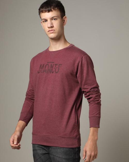 Men Brand Print Slim Fit Sweatshirt