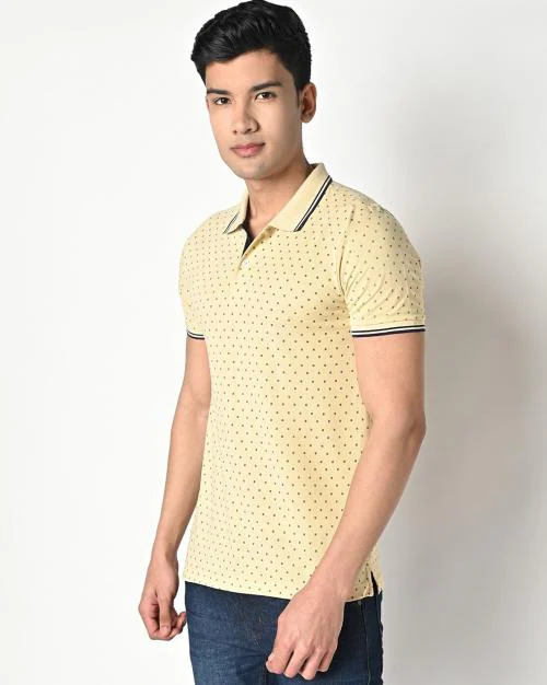 Micro Print Slim Fit Polo T-Shirt