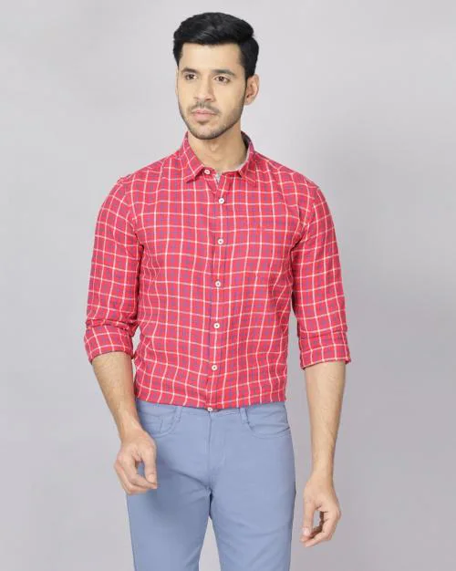 Men Checked Slim Fit Shirt