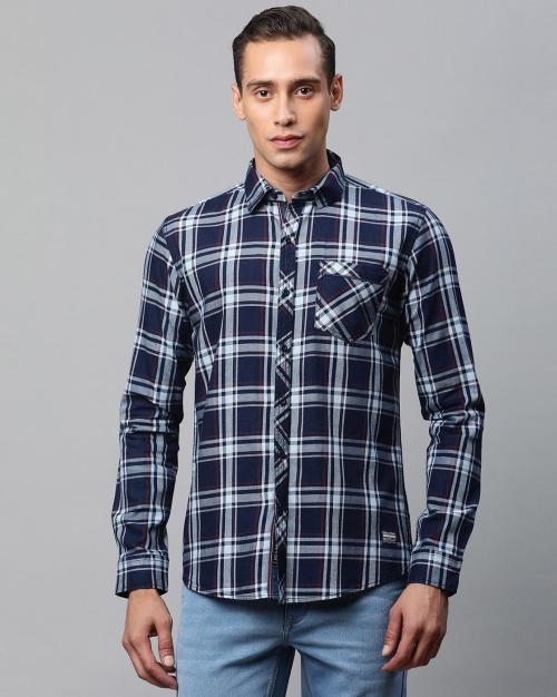 Men Checked Slim Fit Shirt