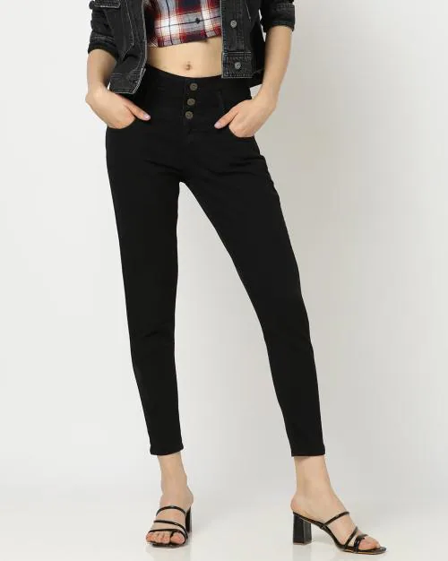 Women Cropped Skinny Mid-Rise Clean Jeans