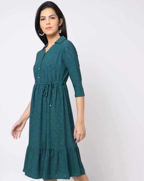 Schiffli Fit & Flare Dress