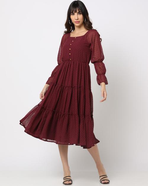 Swiss-Dot Tiered Dress