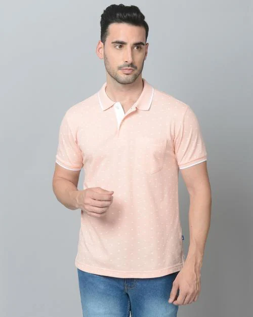 Men Micro Print Slim Fit Polo T-Shirt