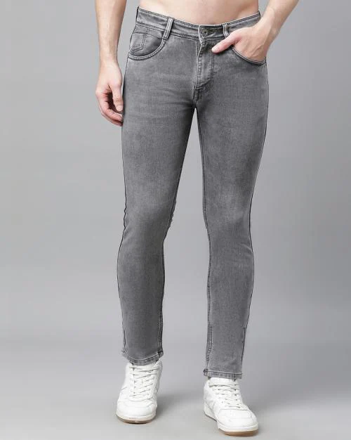 Men Acid-Wash Slim Fit Jeans