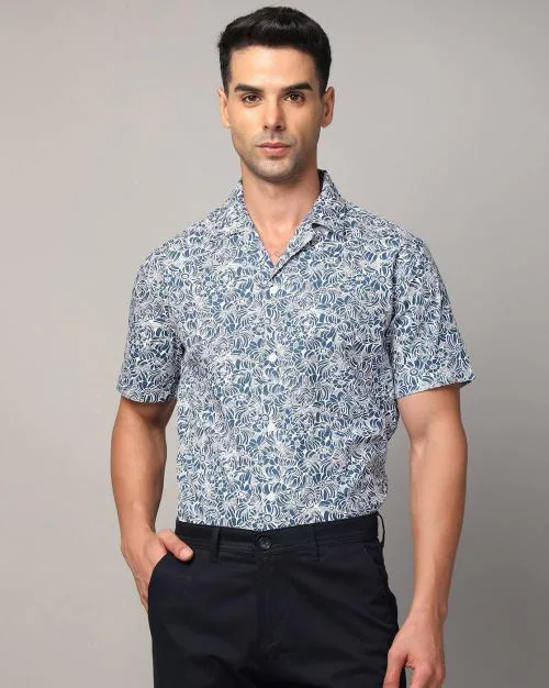 Men Floral Print Slim Fit Shirt