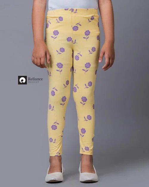 Girls Floral Print Cotton Leggings
