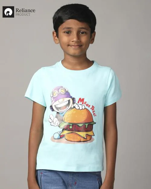 Boys Graphic Print Relaxed Fit Round-Neck T-Shirt