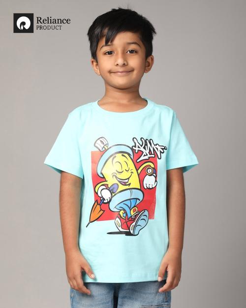 Boys Graphic Print Relaxed Fit Round-Neck T-Shirt