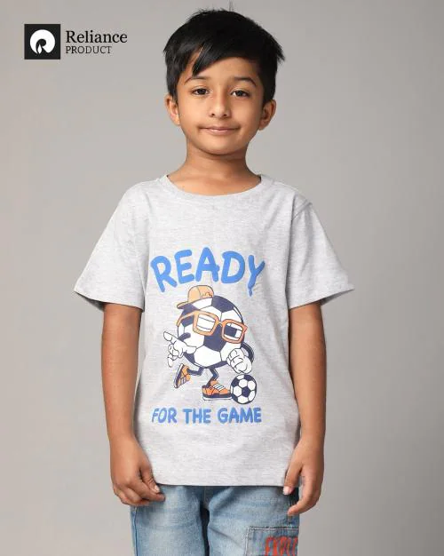 Boys Graphic Print Relaxed Fit Round-Neck T-Shirt