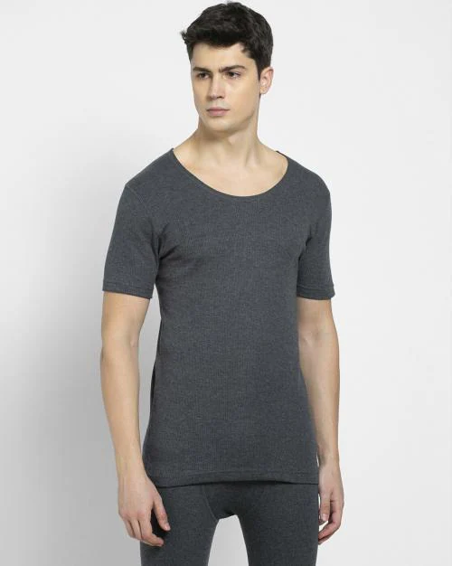 Ribbed Half-Sleeve Thermal Vest