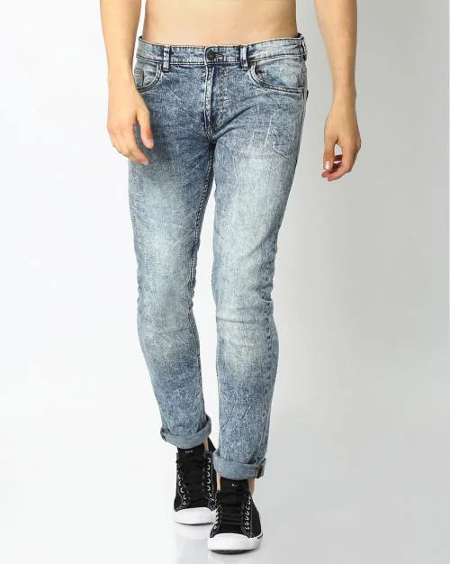Men Acid-Wash Skinny Fit Jeans