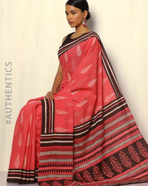 Dabu Handblock Print Cotton Mull Saree