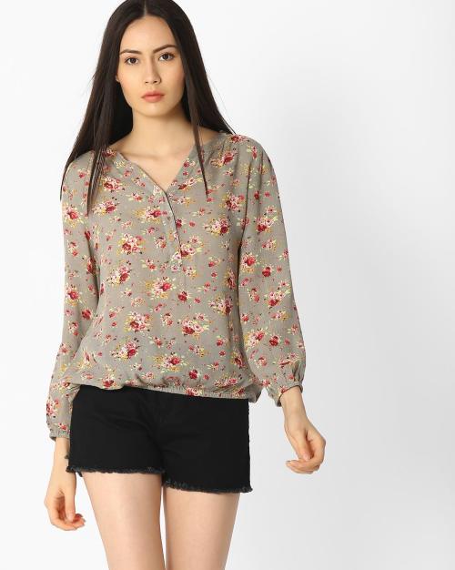 Printed Blouson Top