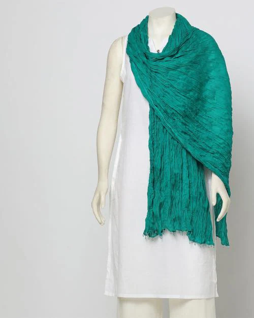 Crushed Dupatta with Beaded Tassels