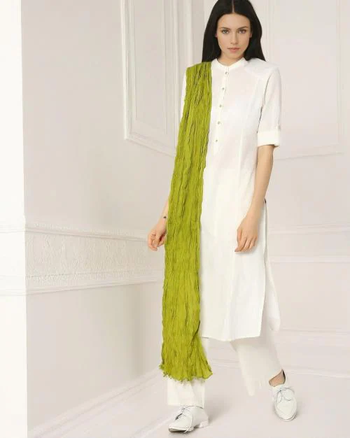 Crushed Dupatta with Embellished Border