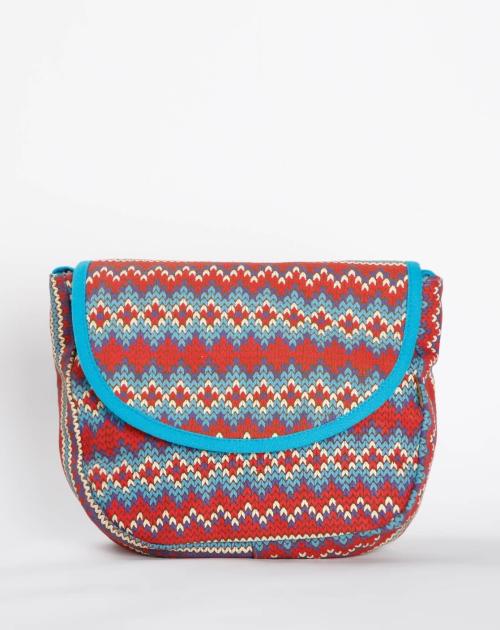 Geometric-Woven Fold-Over Sling Bag