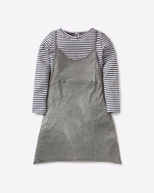 Striped A-line Twofer Dress