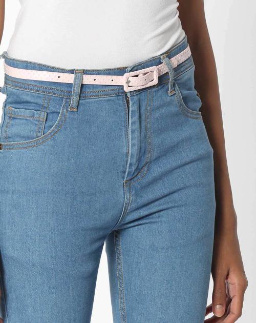 Polka-Dot Print Belt with Buckle Closure