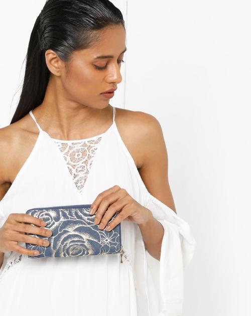 Floral Print Zip-Around Wallet