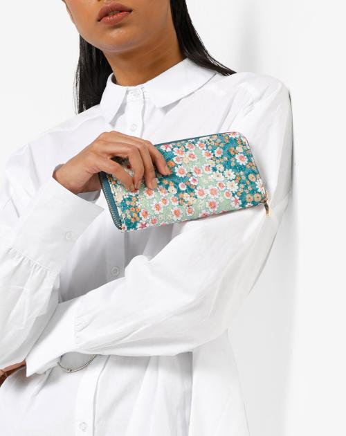 Floral Print Zip-Around Wallet