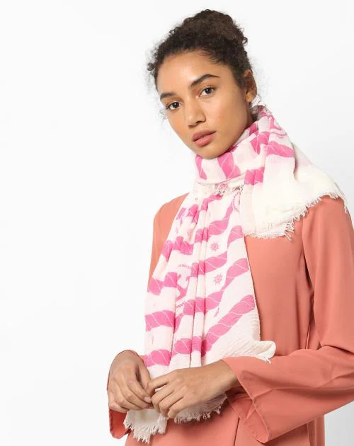 Buy Striped Scarf with Frayed Edges Online at Best Prices in India