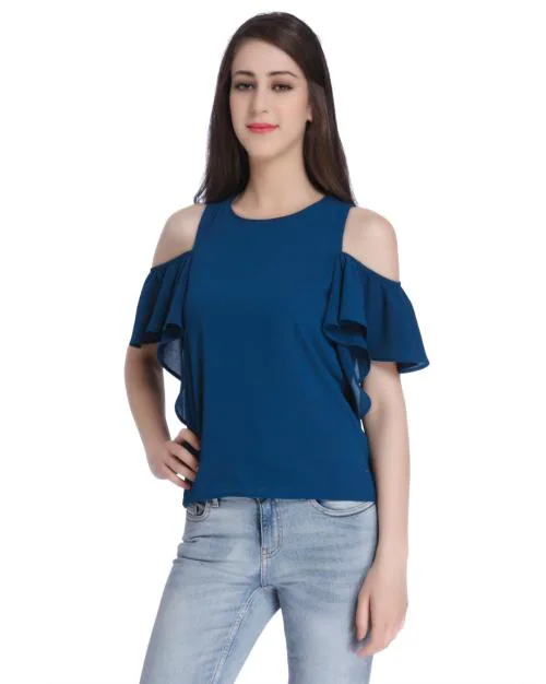 Round-Neck Cold-Shoulder Top