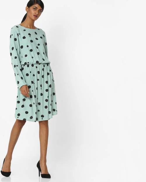 All-Over Print Blouson Dress