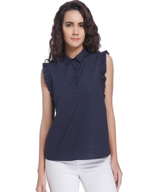 Top with Pleated Sleeve Hems