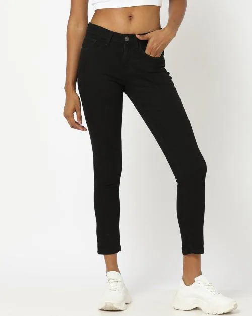 Women Mid-Rise Relaxed Fit Solid Clean Jeans