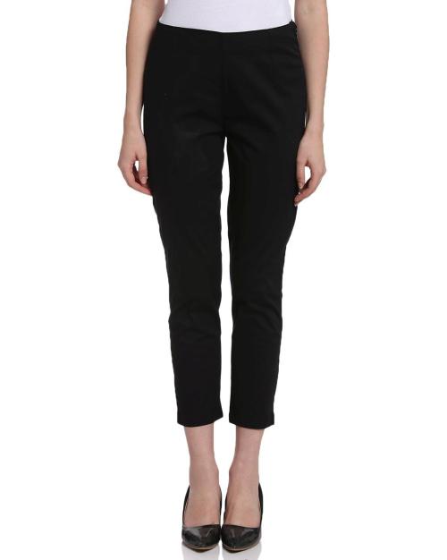 Black Cotton Slim Pants