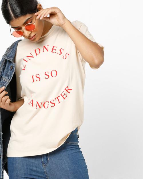 Drop-Shoulder Top with Typography