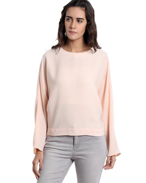Crew-Neck Top with Back Knot