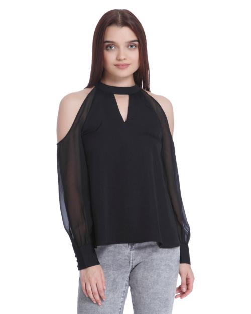 Halter-Neck Cold-Shoulder Top