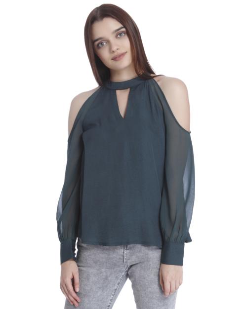 Halter-Neck Cold-Shoulder Top