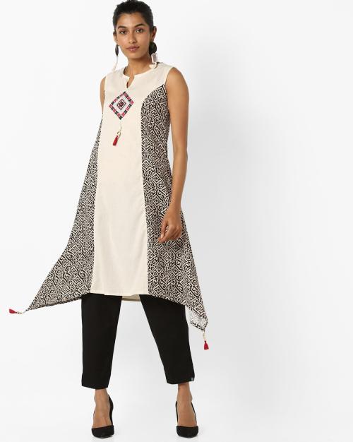 Kurta Suit Set with Asymmetric Hem