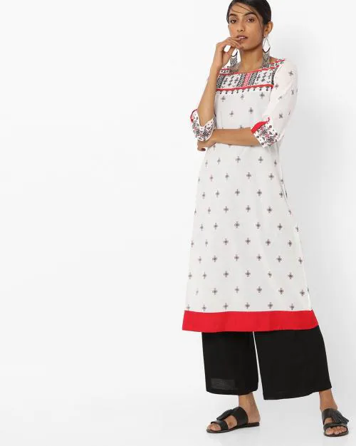 Straight Kurta with Toda Embroidery