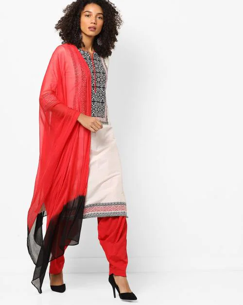 Printed Kurta with Patiala Pants & Dupatta